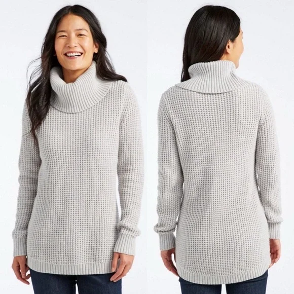 L.L. Bean Signature Cable Knit Cowl Neck Pullover SweaterSize XL EUC Cotton Wool - Picture 8 of 8